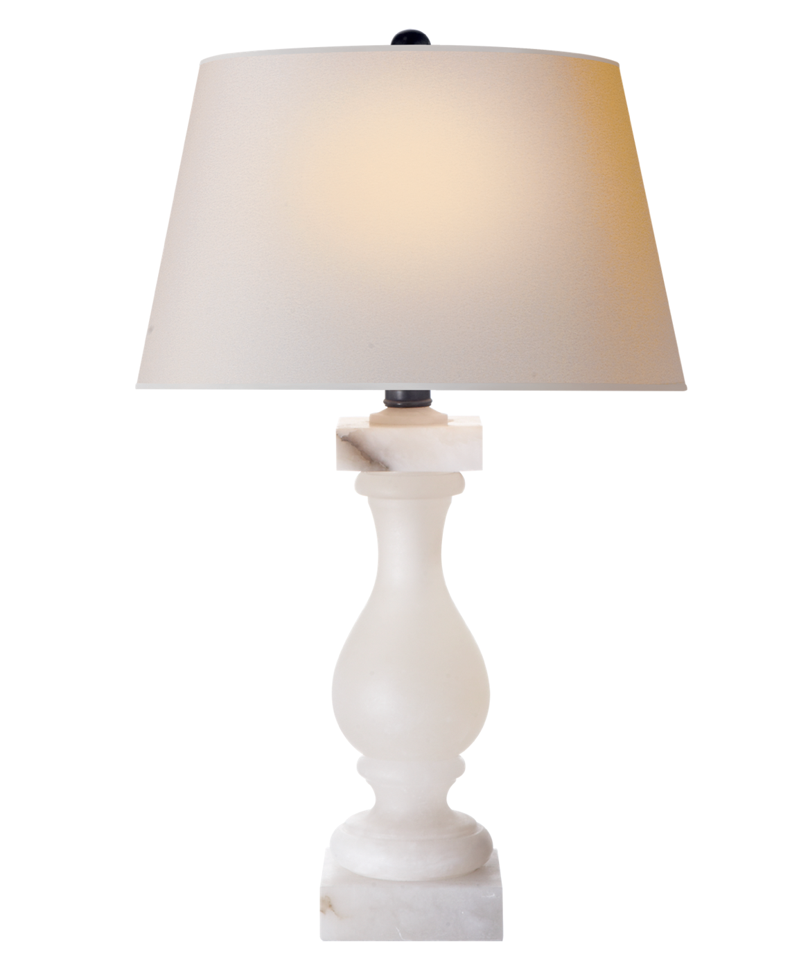 Balustrade Table Lamp in Alabaster with Natural Paper Shade