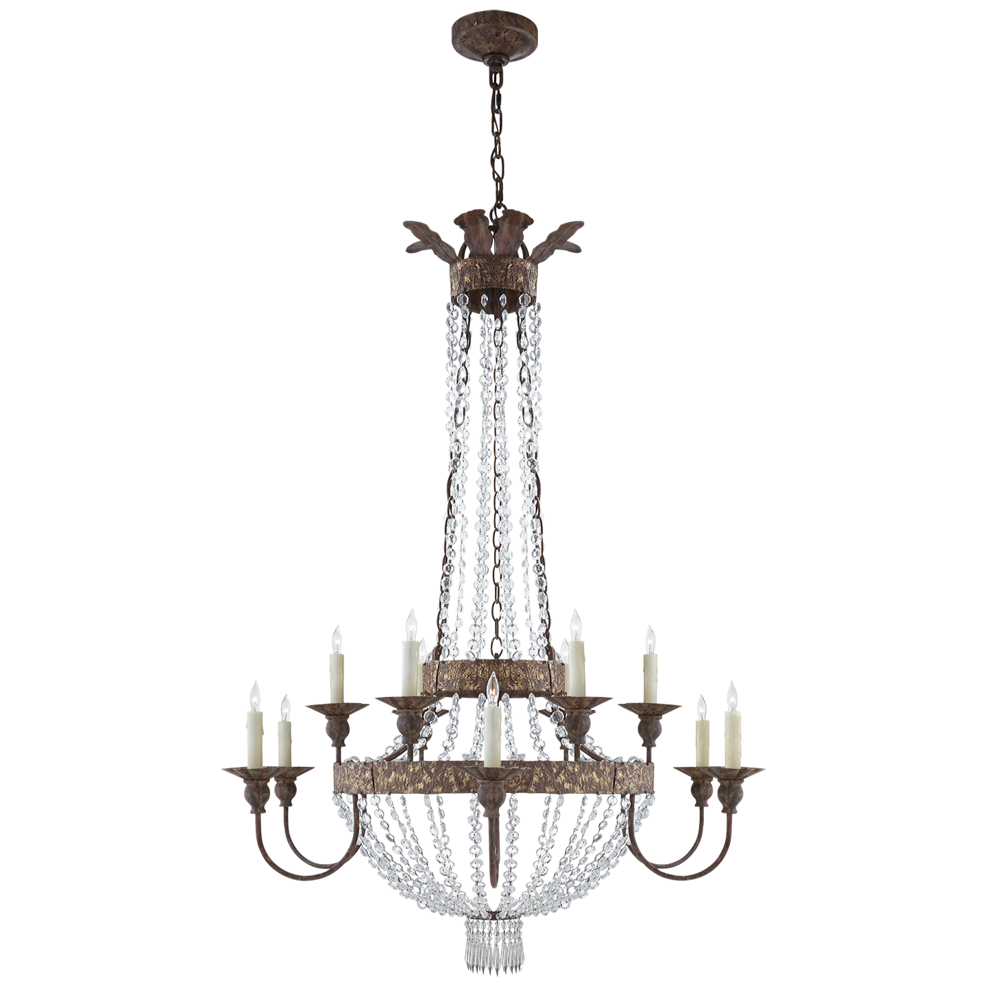 Lyon Chandelier in Antique Gild & Crystal