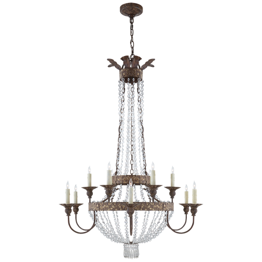 Lyon Chandelier in Antique Gild & Crystal