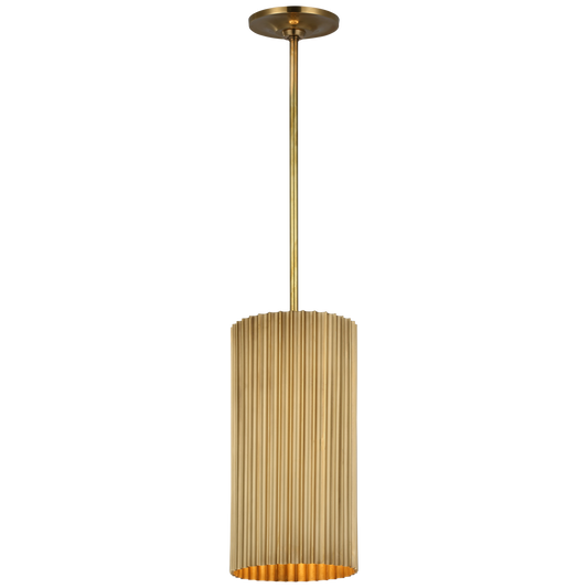 Small Rivers Fluted Pendant in Soft Brass