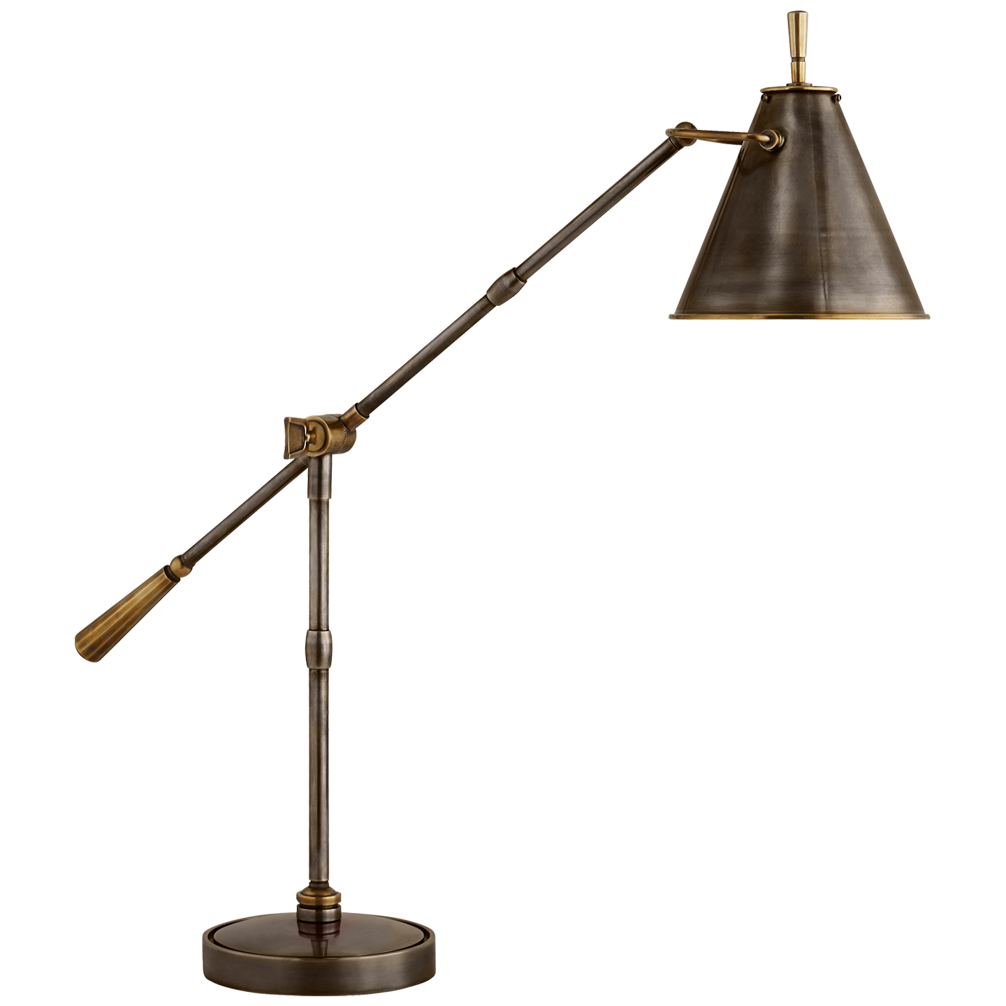 Goodman Table Lamp in Bronze and Hand-Rubbed Antique Bras