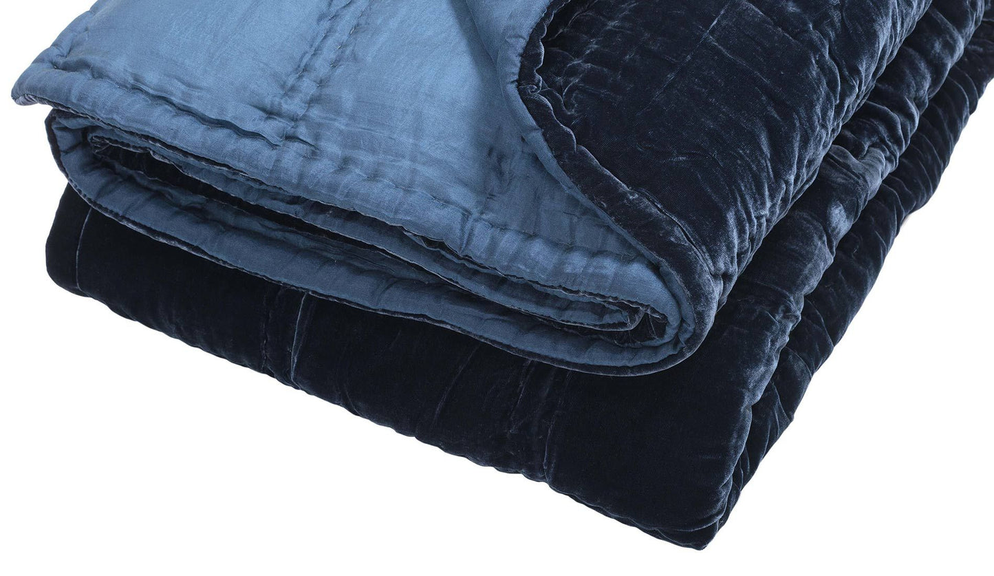 Midnight Silk Velvet Coverlet