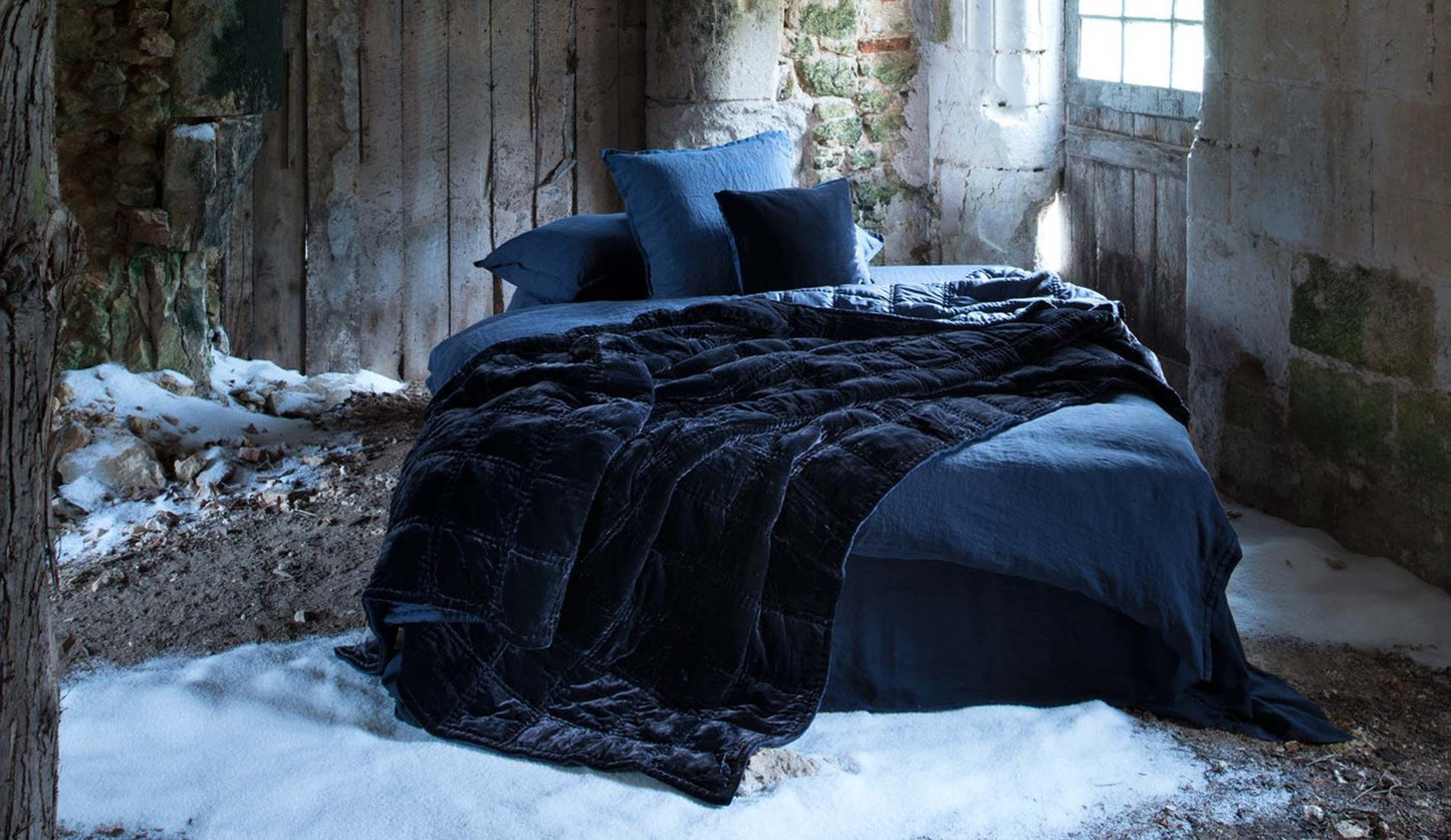 Midnight Silk Velvet Coverlet