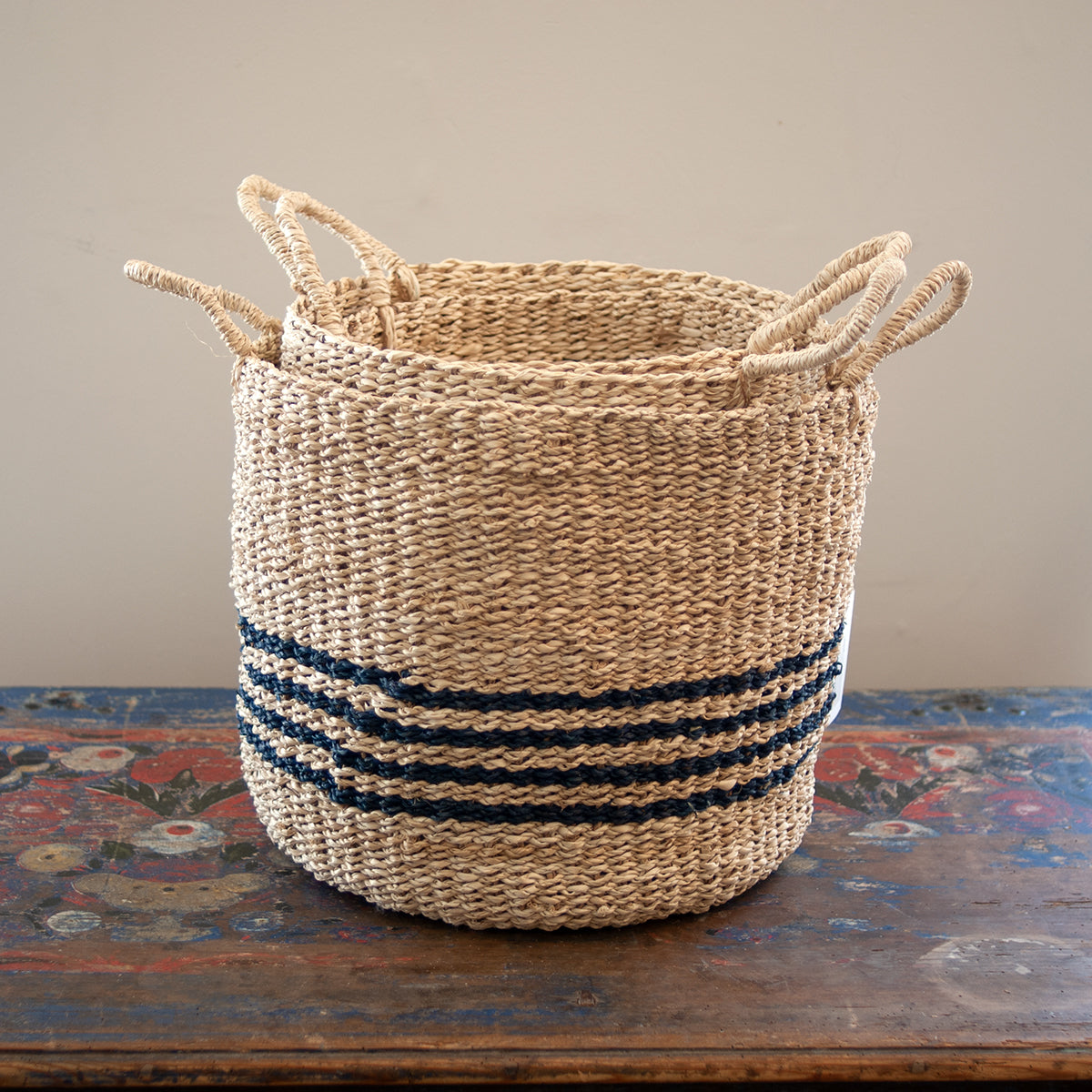 Nantucket Seagrass Baskets - Island Stripe