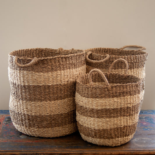 Nantucket Seagrass Baskets - Sea Stripe