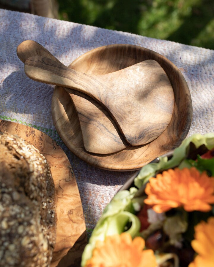 Olive Wood Scoop Salad Server (set)