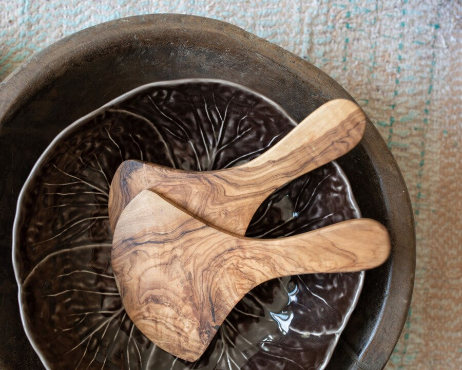 Olive Wood Scoop Salad Server (set)