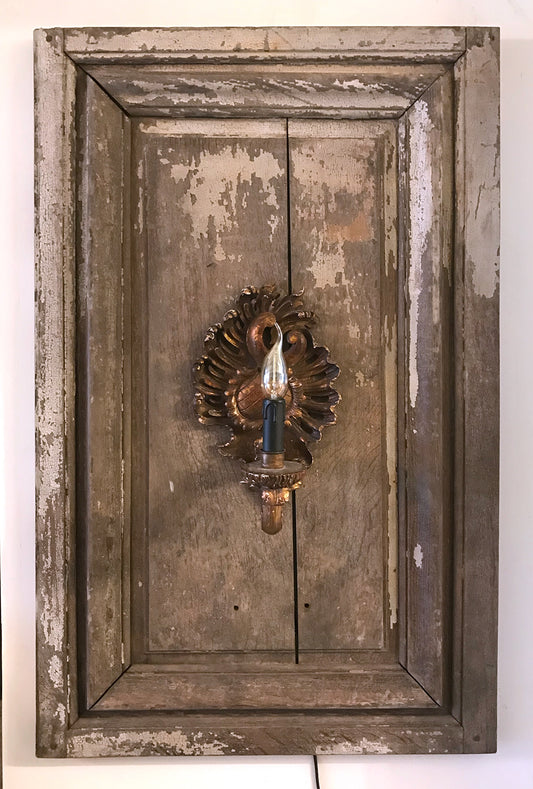 Antique French Panel with Gilded Sconce - 1