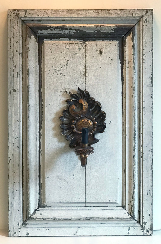 Antique French Panel with Gilded Sconce - 2