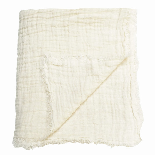 White Waffled Linen Throw