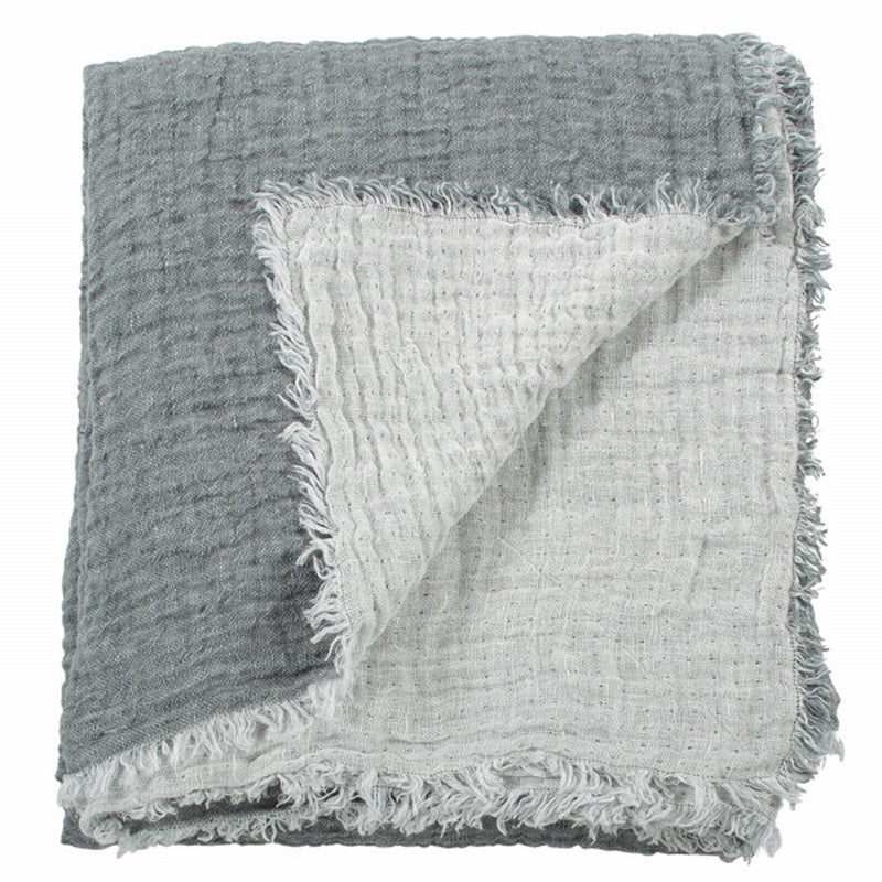 Steel Waffled Linen Throw