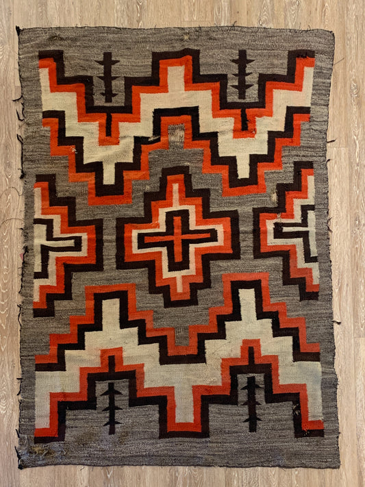 Antique Navajo Rust & Cream Blanket